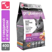 Сухой корм для кошек Probalance Gourmet Diet Beef & Lamb с говядиной и ягненком, 400г